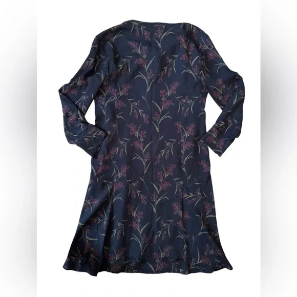Theory Bellflower Silk Floral Shift Dress Navy Size 2 NWOT - Picture 4 of 8